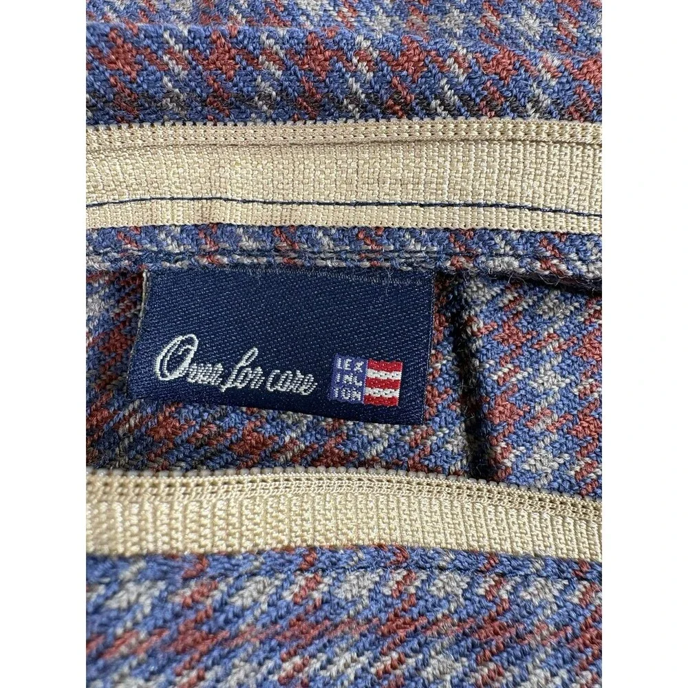 Wool Pillow Sham Checked Lexington Beacon Hill 21” Square Blue Red Tan NEW